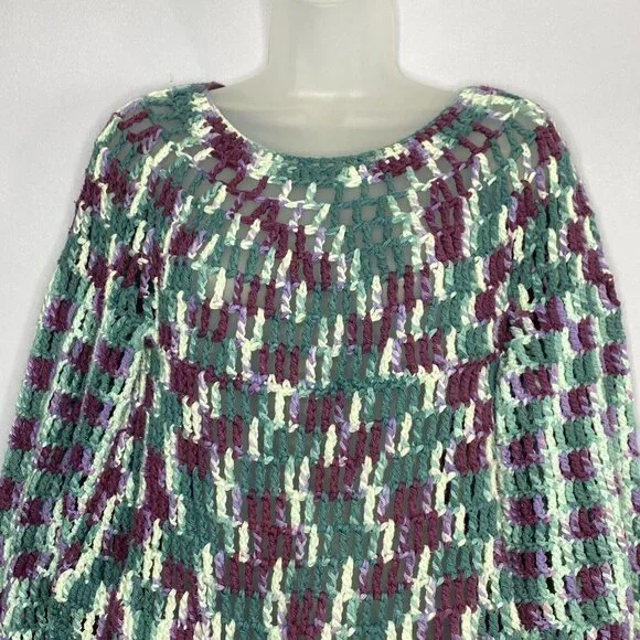 Handmade Crochet Sweater Top Women S Multicolor Boho Festival‎ Hippie Fairycore - Picture 3 of 13